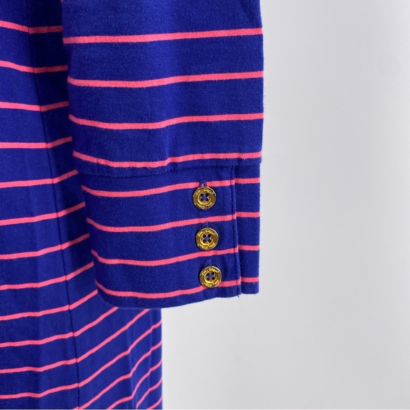 Lilly Pulitzer Pink Blue Striped Pearl Dress Long Sleeve XXS Cotton - Picture 3 of 6